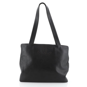 Chanel Vintage CC Logo Tote Leather Large