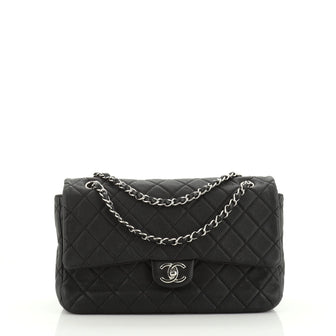 Chanel Double Compartment CC Chain Flap Bag Quilted Leather Medium