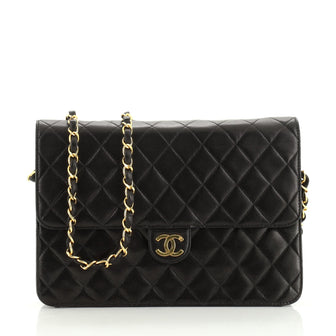 Chanel Vintage Clutch with Chain Quilted Leather Medium