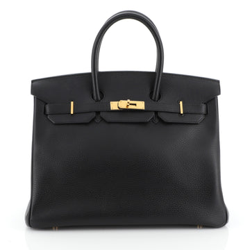 Hermes Birkin Handbag Black Ardennes with Gold Hardware 35