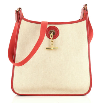 Hermes Vespa Handbag Toile and Leather PM