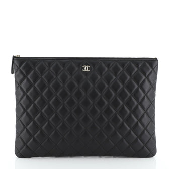 Chanel O Case Clutch Quilted Lambskin Large