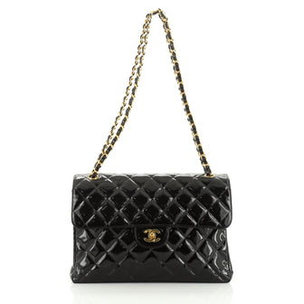 Chanel Vintage Double Sided Flap Bag Quilted Patent Jumbo