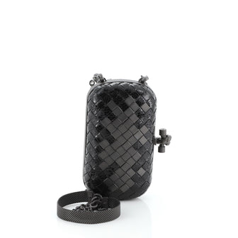 Bottega Veneta Box Knot Clutch Intrecciato Snakeskin with Metal Detail Small