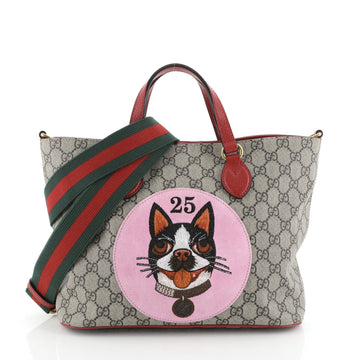 Gucci Convertible Soft Tote Bosco Print GG Coated Canvas Small