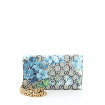 Gucci Chain Wallet Blooms Print GG Coated Canvas 