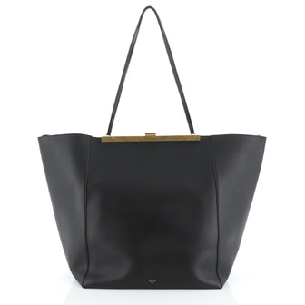 Celine Clasp Cabas Tote Leather Large