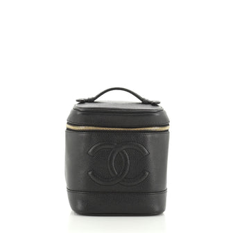 Chanel Vintage Timeless Cosmetic Case Caviar Tall
