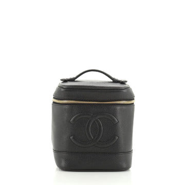 Chanel Vintage Timeless Cosmetic Case Caviar Tall