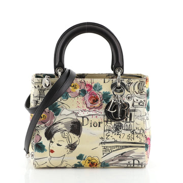 Christian Dior Vintage Lady Dior Bag Printed Canvas Medium