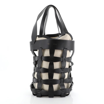 Celine Holdall Tote Leather and Canvas Small