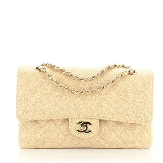 Chanel Vintage Classic Double Flap Bag Quilted Caviar Medium