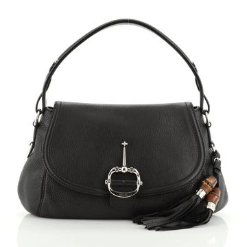 Gucci Techno Horsebit Flap Hobo Leather Medium
