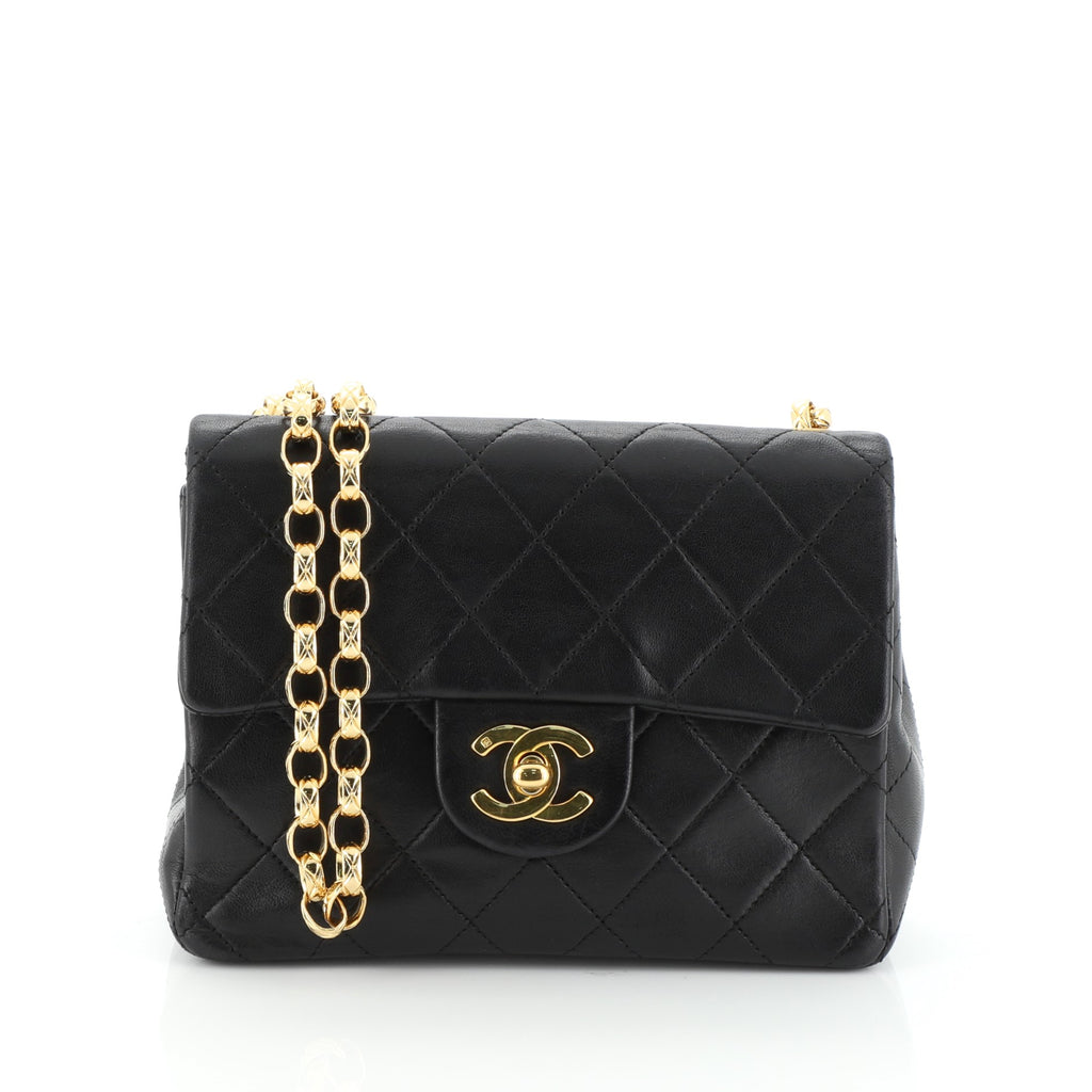 Chanel Classic Vintage Black Small Square Lambskin Single Flap Bag - Luxury  Reborn