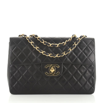 Chanel Vintage Classic Single Flap Bag Quilted Lambskin Maxi
