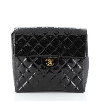 Chanel Vintage Classic Flap Backpack Quilted Patent Medium