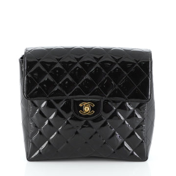 Chanel Vintage Classic Flap Backpack Quilted Patent Medium