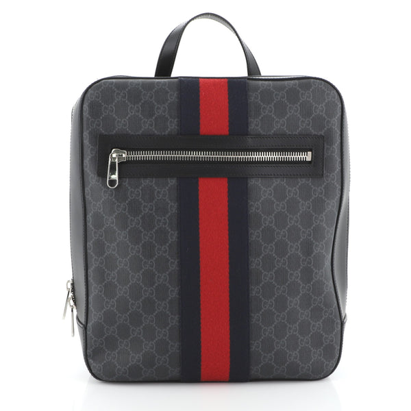 Gucci Web Zip Backpack GG Coated Canvas Medium Black 47661203 display picture 2