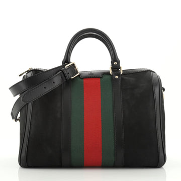 Gucci Vintage Web Boston Bag Suede Medium