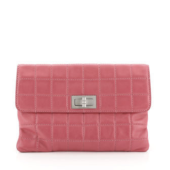 Chanel Mademoiselle Chocolate Bar Clutch Quilted Lambskin Small