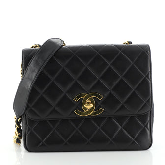 Chanel Vintage Square CC Flap Bag Quilted Lambskin Medium