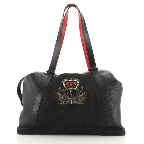Christian Louboutin Bagdamon Boston Duffle Bag Leather Large Black