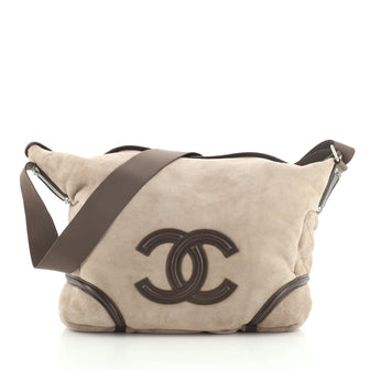 Chanel Vintage CC Hobo Suede with Shearling Medium