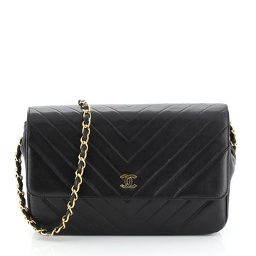 Chanel Vintage Chevron Clutch on Chain Quilted Lambskin Small