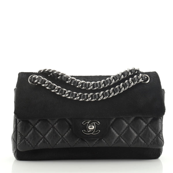 Chanel Miss Pony Double Flap Bag Quilted Aged Calfskin and Pony Hair Medium  Black 47661277