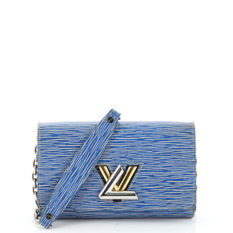 Louis Vuitton Blue/White Epi Twist Wallet On Chain
