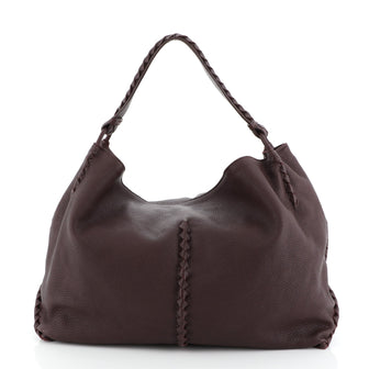 Bottega Veneta Barolo Hobo Leather with Intrecciato Detail Medium
