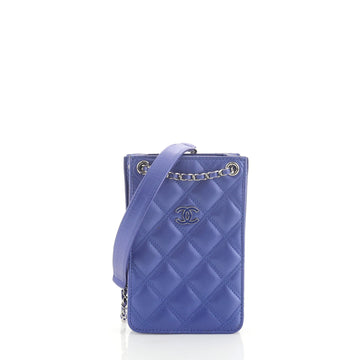 Chanel CC Phone Holder Crossbody Bag Quilted Lambskin 