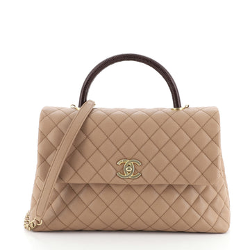 Chanel Coco Top Handle Bag Quilted Caviar with Lizard Medium
