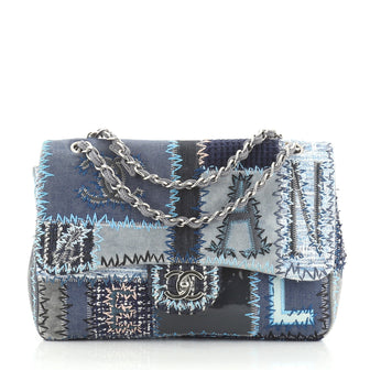 Chanel Flap Bag Multicolor Patchwork Jumbo Blue 4766142
