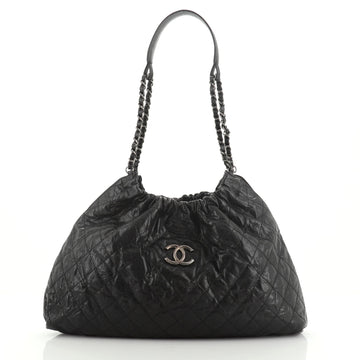 Chanel CC Elastic Shoulder Bag Quilted Glazed Caviar Small