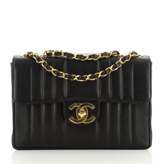 Chanel Vintage CC Chain Flap Bag Vertical Quilt Caviar Maxi