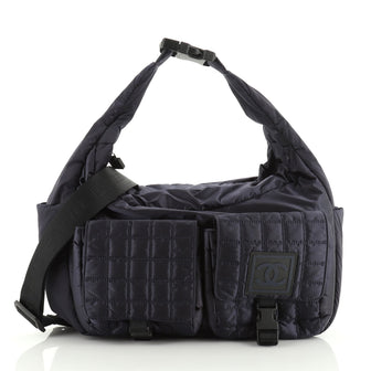 Chanel Sport Line Double Pocket Shoulder Bag Quilted Nylon Medium