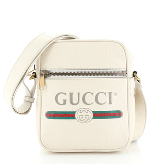 Gucci Logo Zip Messenger Bag Printed Leather Small