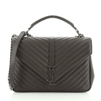 Saint Laurent Classic Monogram College Bag Matelasse Chevron Leather Large