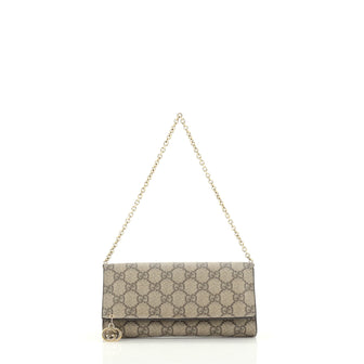 Gucci Continental Chain Wallet GG Coated Canvas 