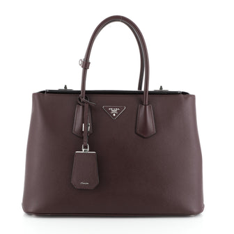 Prada Turnlock Cuir Twin Tote Saffiano Leather Medium