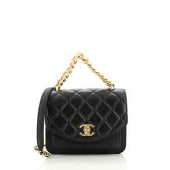 Chanel Chain Handle Flap Bag Quilted Lambskin with Caviar Mini