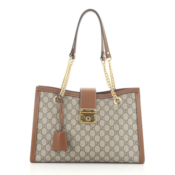Gucci Padlock Chain Tote GG Coated Canvas Medium