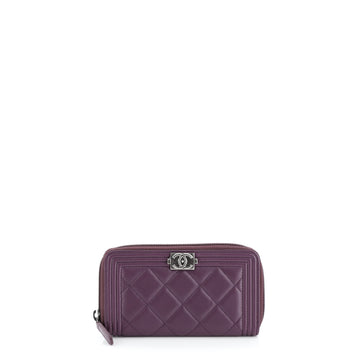 Chanel Boy Zip Around Wallet Quilted Lambskin Small