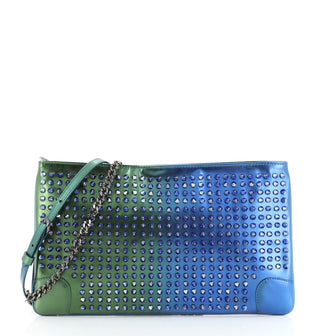 Christian Louboutin Loubiposh Clutch Holographic Spiked Leather 