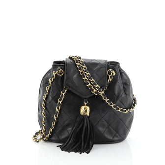 Chanel Vintage Tassel Flap Bag Quilted Lambskin Small