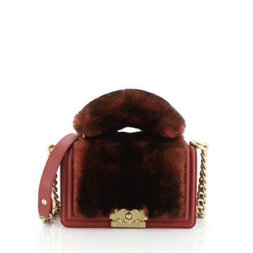 Chanel Top Handle Boy Flap Bag Fur Small