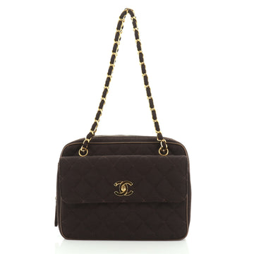 Chanel Vintage Front Pocket Camera Bag Quilted Jersey Medium