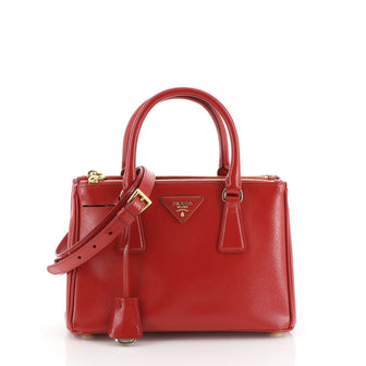 Prada Double Zip Lux Tote Vernice Saffiano Leather Small