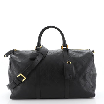 Chanel Vintage Diamond Stitch Boston Bag Quilted Lambskin Large